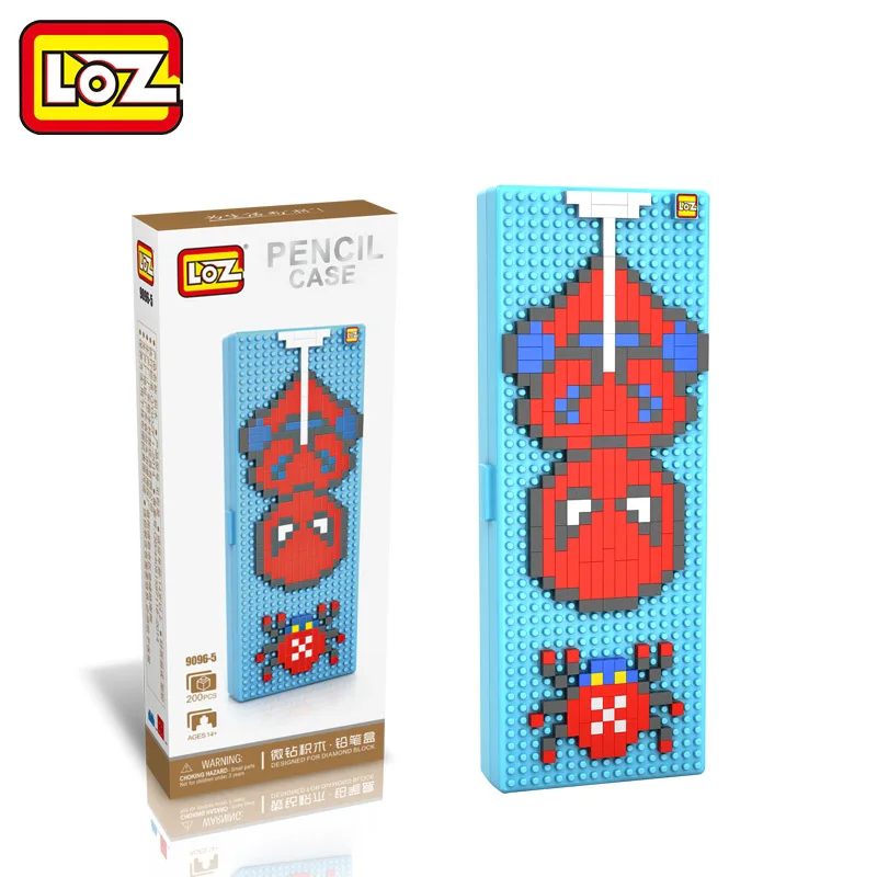 

LOZ Diamond Blocks Pixel Pencil Case Box School Storage Box Super Mario Spider Man LOZ Building Blocks Set 9096-1