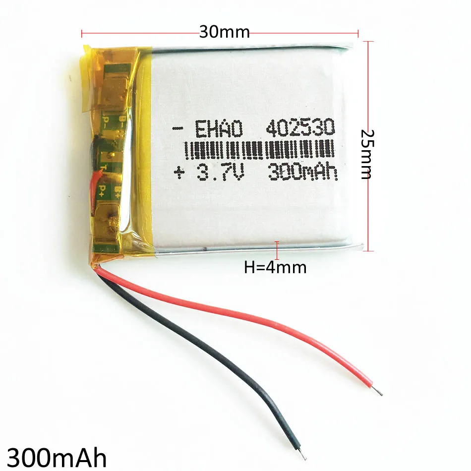 

3.7V 300mAh Lithium Polymer Li-Po li ion Rechargeable Battery 402530 For Mp3 MP4 GPS stereo Bluetooth little point reading pen