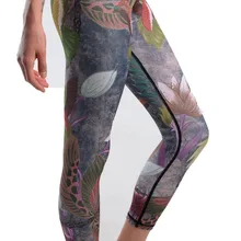 Женские леггинсы для фитнеса с принтом лотоса, быстросохнущие леггинсы для упражнений, высокая талия, до середины икры, энергетические брюки, брюки, ropa mujer