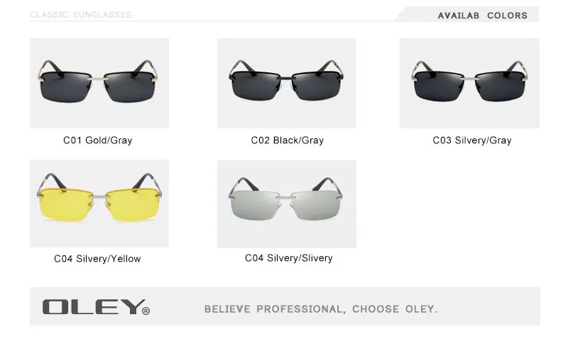 OLEY Брендовые мужские прямоугольные бескаркасные поляризованные солнцезащитные очки UV400 зеркальные Мужские Солнцезащитные очки женские для мужчин Oculos de sol