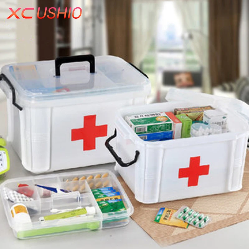 Extra Large Household Double Layer Storage Organizer First Aid Kit Multifunctional Medicine Box Sundries Storage Boxes & Bins