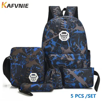 

5pcs Male backpack bag set red and white high school bags for boys one shoulder big student book bag men school backpack women