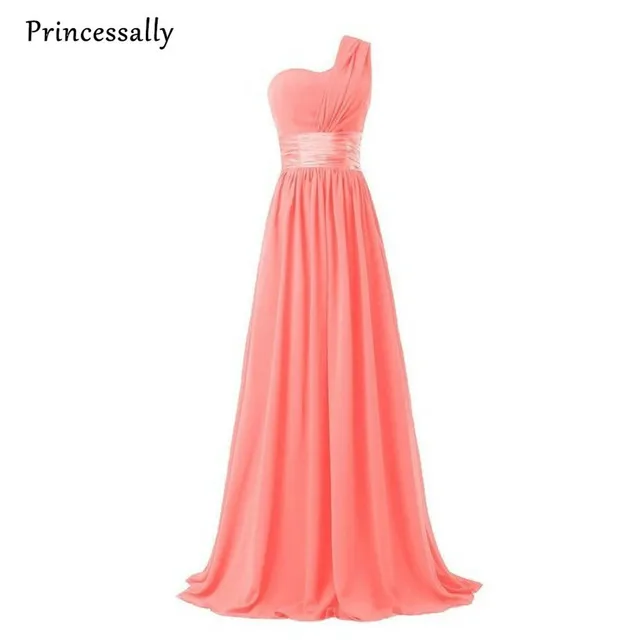 Royal Blue One Shoulder Chiffon Dress