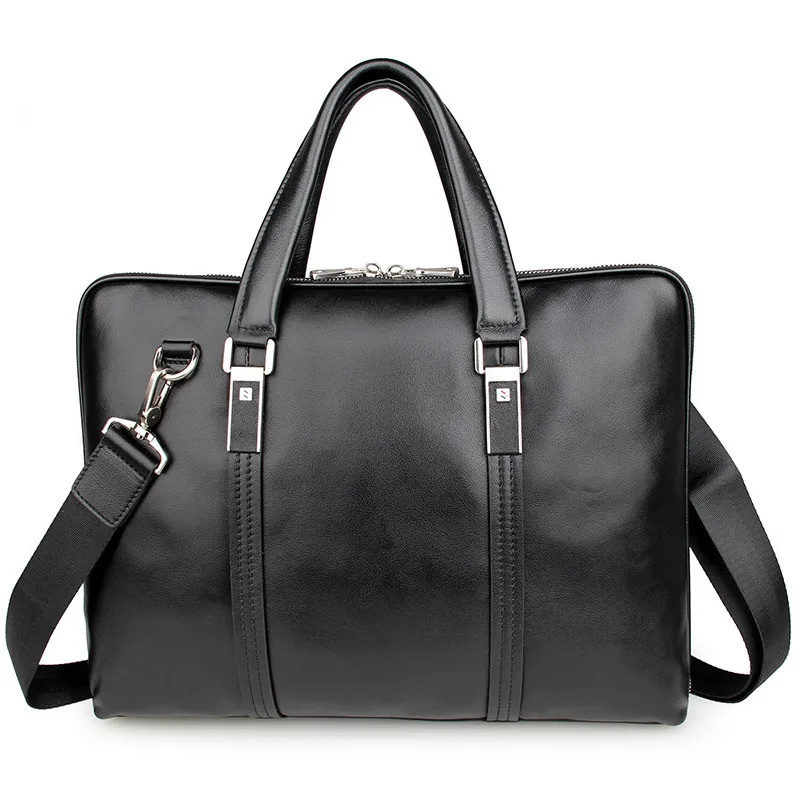 

High Quality Genuine Cow Leather Classic Black Men Briefcase Business Handbag For Male 15 Inch Laptop PR087326