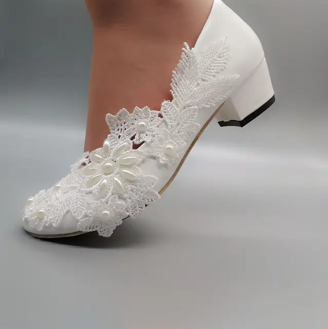 white lace slip on shoes