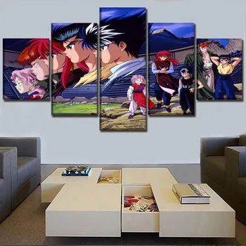 

Canvas Poster Home Decor Framework Top-Rated Canvas Printed Modular Picture 5 Pieces Anime Yu Yu Hakusho Role Paintings Wall Art