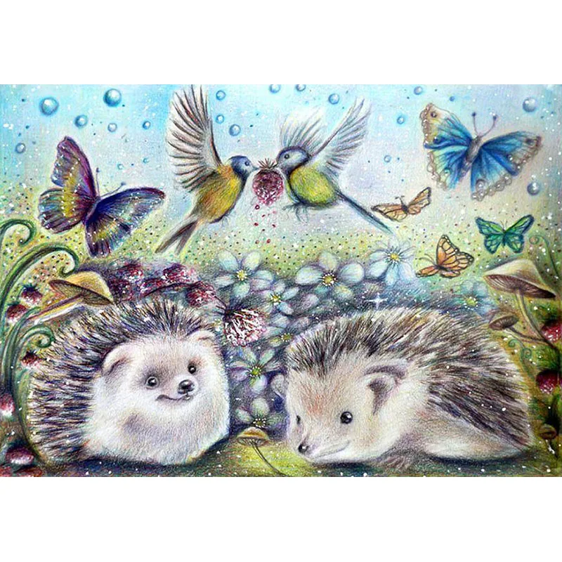 

DIY Diamond Mosaic Picture Of Rhinestones Cute Little Hedgehog Diamond Embroidery Diamond Painting Cross Stitch Wallpaper