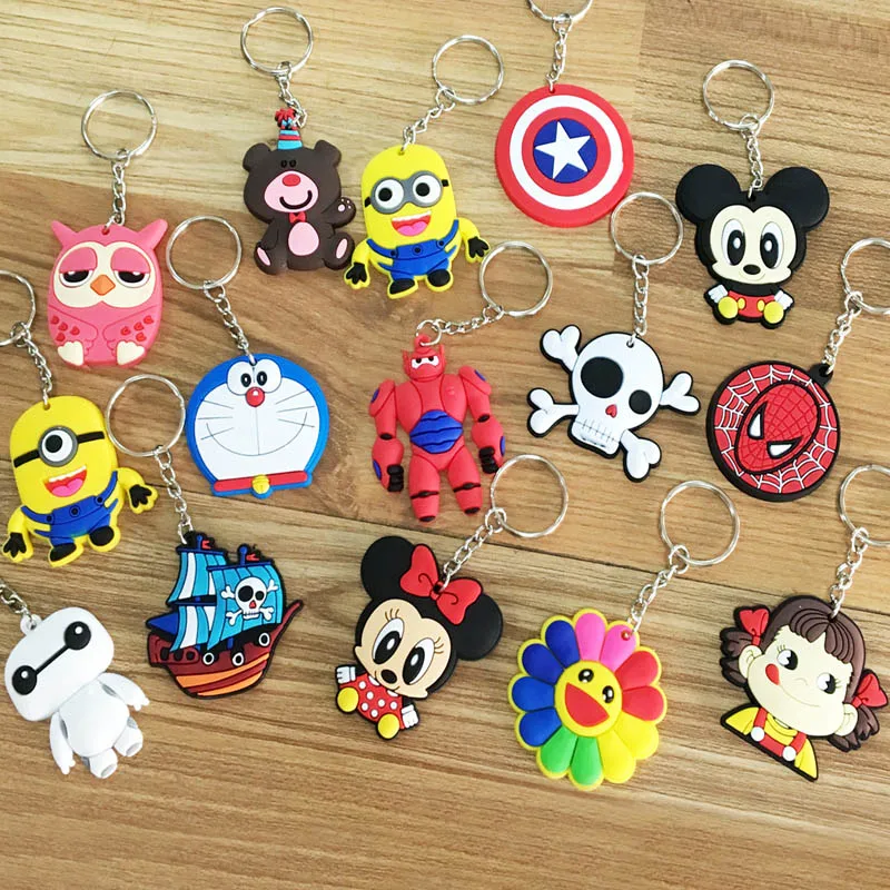 

Silicone Gel Phone Accessories Cartoon Rings Trinket Soft PVC Keychain Minions Marines Key Chains Holder Finder Souvenirs Gift