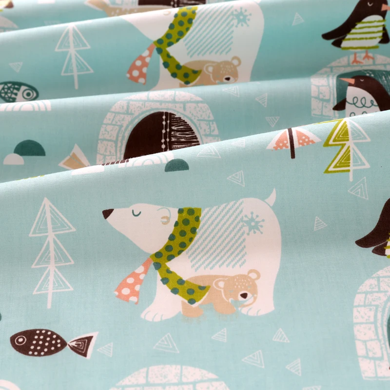 Очаровательная детская стеганая ткань из 100% хлопка с белым медведем для шитья