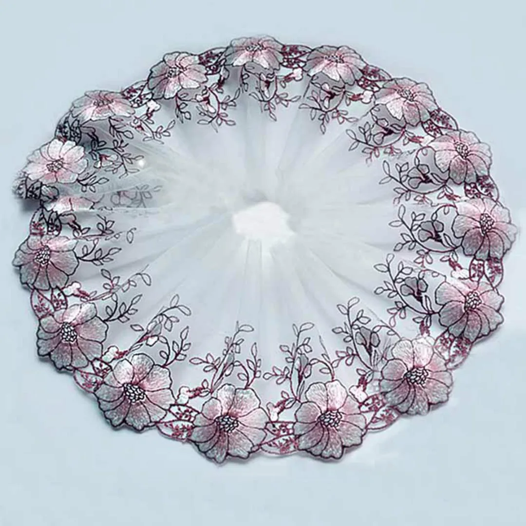JX-LCLYL New Floral Tulle Lace Trim Ribbon Wedding Fabric Flower Embroidery Sewing DIY