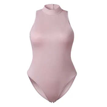 

New 2018 Summer solid padded bodysuits sexy fashion women Club Wear overall ladies Turtleneck backless cross slim bodysuit femme