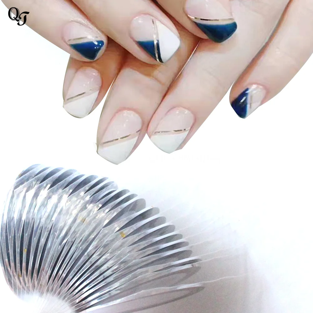 50 Rolls Серебряный Nail Rolls Чередование Клейкие ленты линии 3D Дизайн ногтей Аксессуары Дизайн ногтей линии Стикеры для Дизайн ногтей uv гель для