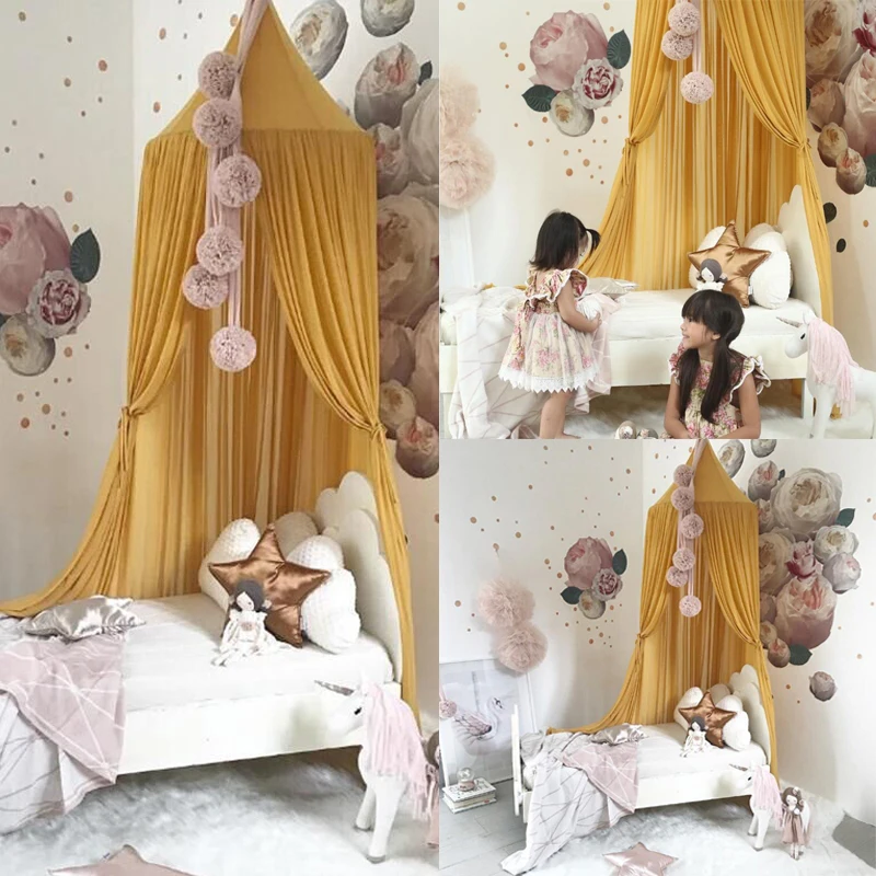 Скандинавский стиль Принцесса Кружева Дети Детская кровать номер навес, противомоскитная сетка занавеска постельные принадлежности купол палатка