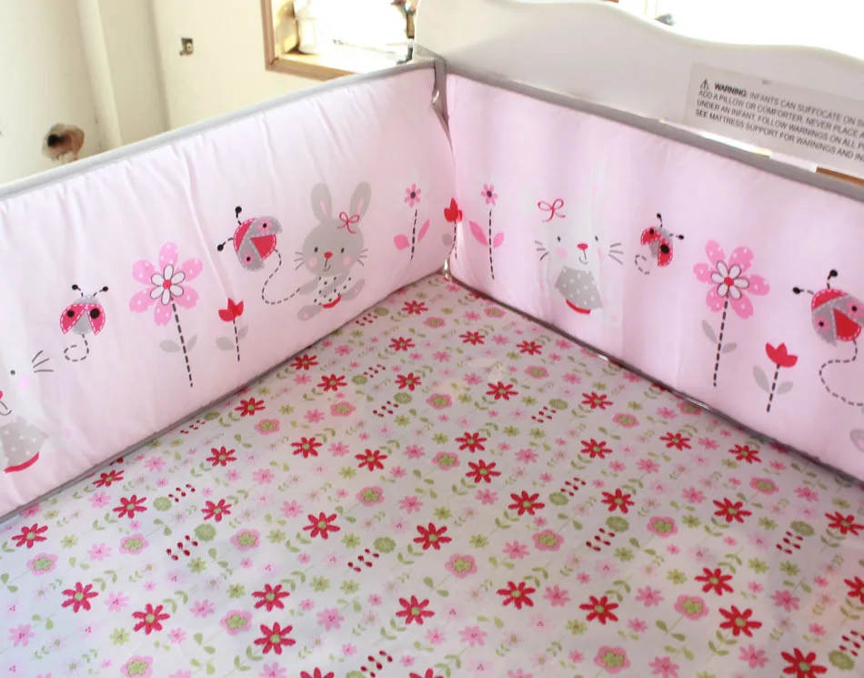 Ups Free Pink Rabbit Cartoon Baby Bedding Set Baby Cradle Crib Cot