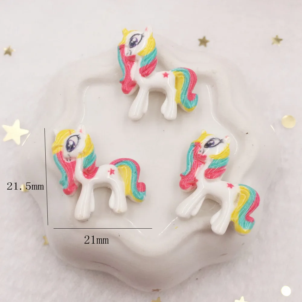 10pcs Lovely Resin 3D Colorful Unicorn Flat Back Cabochon Figurine Stone Embellishments Applique DIY Wedding Scrapbook Craft W67