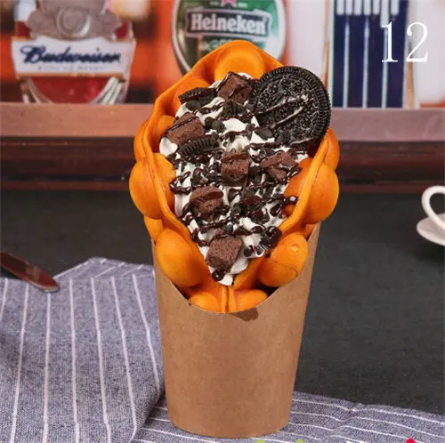 Fake Ice Cream Egg Waffle Model Display Sample Simulation Food Eggettes Puff Egg Bubble Waffle Model Dessert Props Display