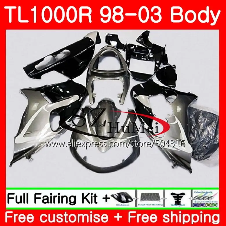 Корпус для SUZUKI TL1000 R TL 1000 R TL1000R 98 99 00 01 02 03 серебро черный 41SH2 TL 1000R 1998 1999 2000 2001 2002 2003 обтекатели