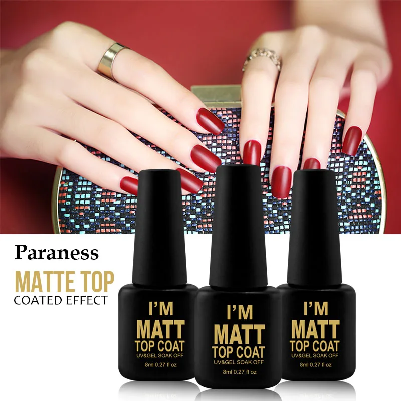 Paraness 8ml Matt Top Coating UV Top Coat Gel Nail Art Clear Nail