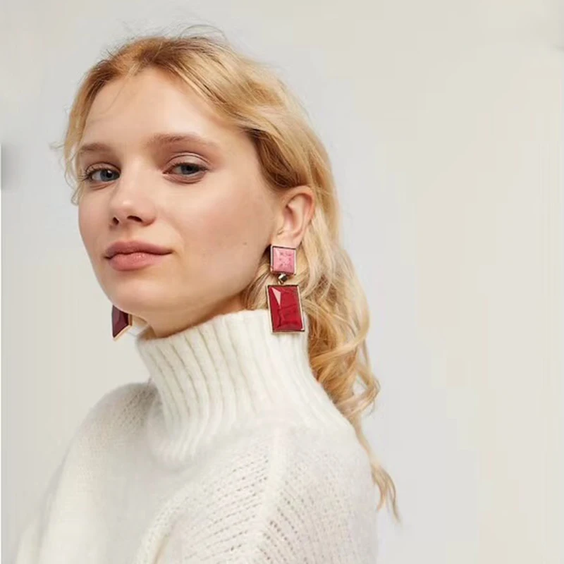 

Dvacaman Long Rectangle Resin Dangle Drop Earrings Women 2019 Trendy Ear Accessories Korean Earrings Cute Jewelry Wedding B102