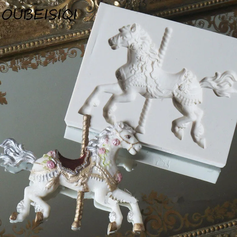 3D ювелирные изделия Карусель лошадь плесень помадка торт формы силиконовые формы кекс форма для шоколада выпечки Рождество