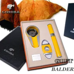 COHIBA Принадлежности для курения, Аксессуары для сигар, металл обрезки сигар, сигары ножницы, прикуриватель, Для мужчин подарок