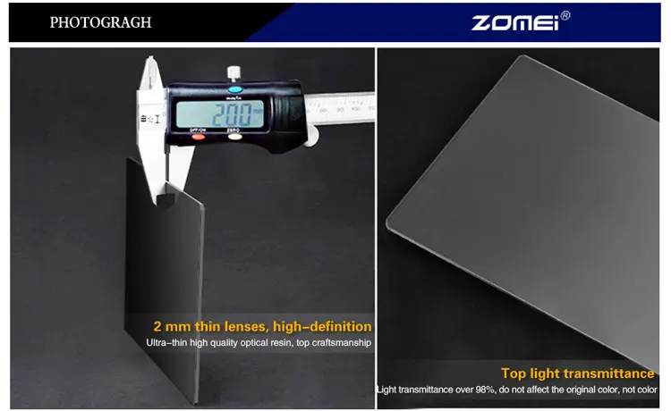 Zomei 150*100 мм квадратный градиентный фильтр нейтральной плотности Серый GND 2/4/8/16 Cokin Z-PRO серии