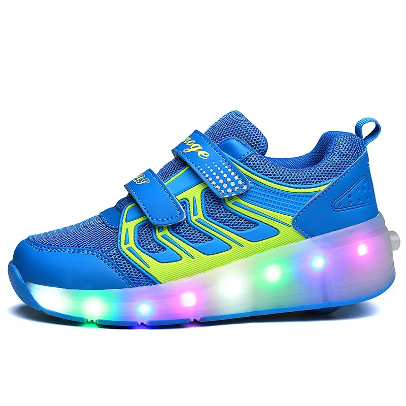 Kalupao جديد الأطفال الأسطوانة تزلج أحذية الفتيان الفتيات التلقائي جازي LED مضاءة وامض الأسطوانة الاطفال رياضية مع عجلات
