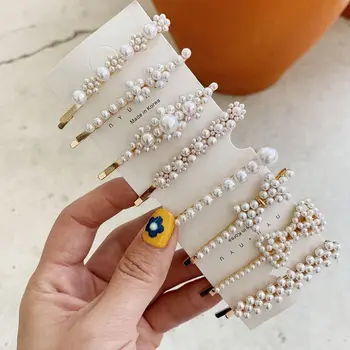 

1pc Fashion Women Girls Pearl Metal Hair Clip Barrette Stick Hairpin Bobby Jewelry Styling Tools Hair Accessories