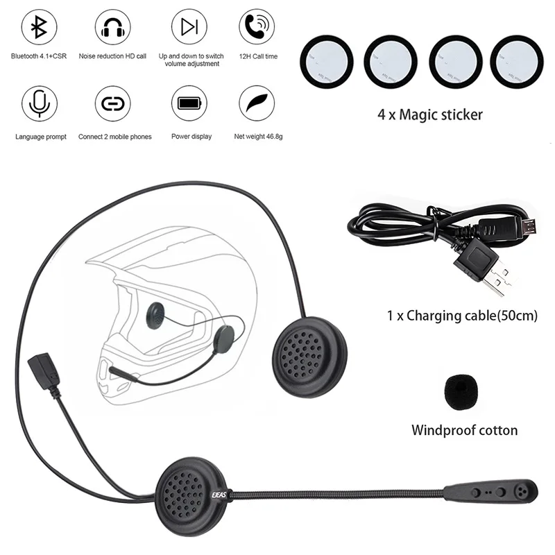VicTsing Bluetooth Headset Earphone Motorcycle Wireless Helmet Headphones Speaker Intercom Handsfree Music for MP3 MP4 MOTO      (25)