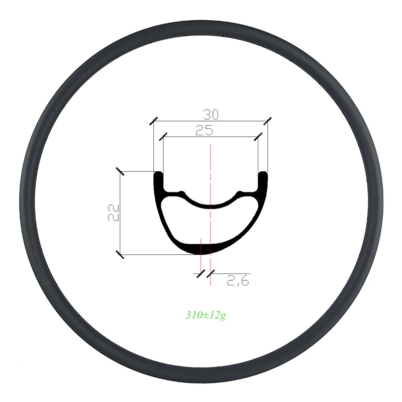 Flash Deal 310g 29er MTB XC 30mm asymmetric carbon rim clincher tubeless 22mm deep UD 3K 12K matte glossy 24H 28H 32H 29in mountain wheel 1