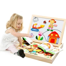 4 стиля Многофункциональный Магнитные доски дважды лицо Чертёжные доски деревянные образование Игрушечные лошадки для детей сухого стирания головоломки игры