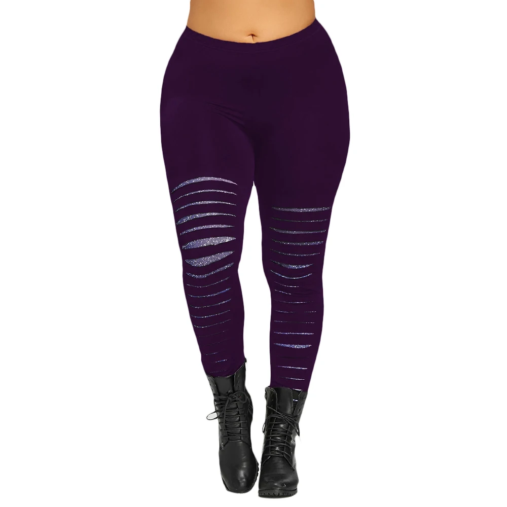 Lortalen Pencil Pants 5XL Plus Size Galaxy Ripped Leggings Fitness