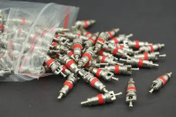

50 PCS/Lot Metal Tire Tyre Valve Stem Cores Red Banded High Heat Cores Universal Fit