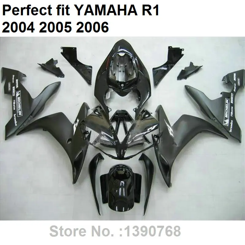 Aftermarket частей тела литья под давлением обтекатели для Yamaha YZF R1 04 05 06 матовый черный обтекатель комплект YZFR1 2004 2005 2006 LV13