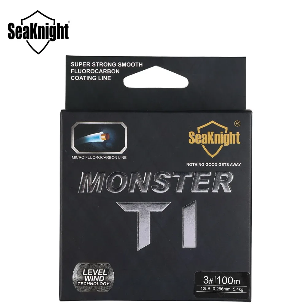 Новая рыболовная леска SeaKnight MONSTER T1, 100 м, 0,148 ярдов, 0,5- мм, фторуглеродное покрытие, леска для ловли карпа, 3 фунта, 10 фунтов, 35 фунтов