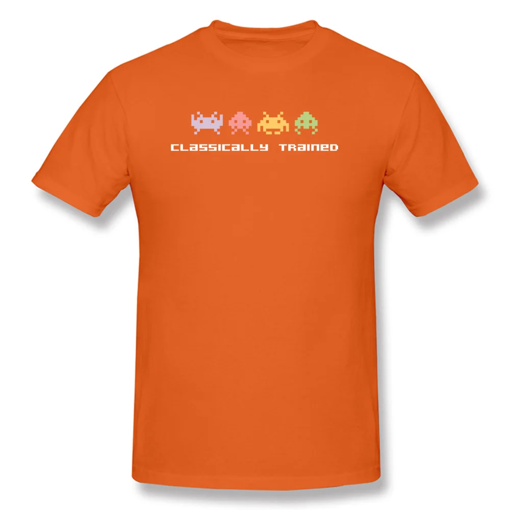 Classically-Trained-Game T-shirts New Arrival Short Sleeve Geek 100% Cotton Fabric O-Neck Men T Shirt Tee Shirts April FOOL DAY Classically-Trained-Game orange