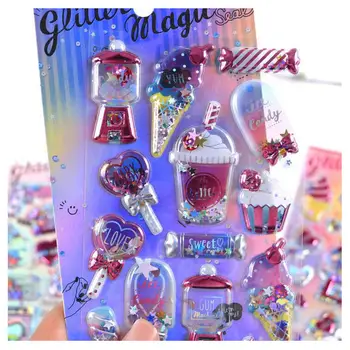 

2pcs Ice Cream Shaker Stickers DIY Resin Jewelry Pendant Accessories Embellishment Handmade Sweet Girl Pink Glitter Sticker