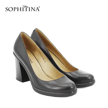 

SOPHITINA Elegant Lady Pumps High Quality Genuine Leather Round Toe High Thick Heels Platform Party Office Dress New Pumps D011