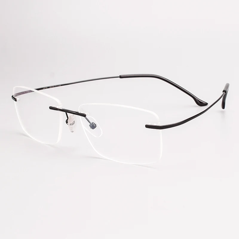 Men's Pure Titanium Hingeless Rimless Eyeglasses Including RX Lenses Prescription Flex Eyewear Frame Spectacles