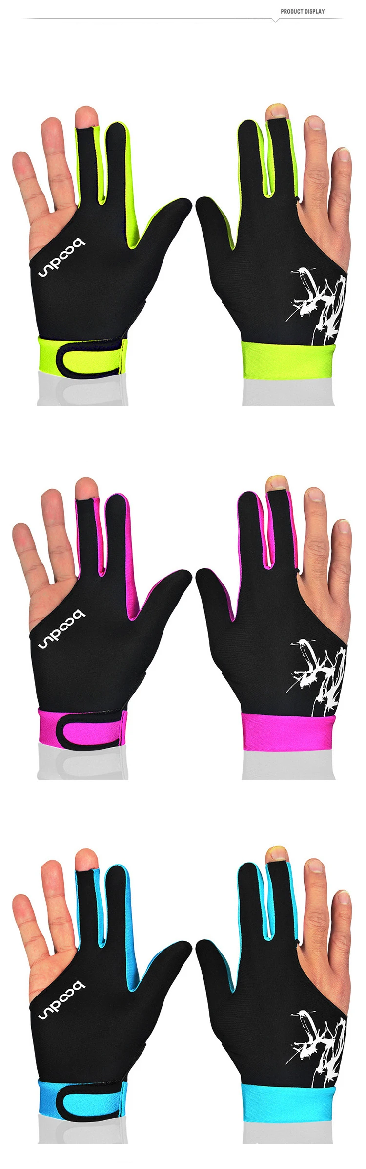 BOODUN новые Нескользящие лайкры бильярдные перчатки 3 пальца снукер перчатки унисекс дышащие перчатки для бассейна 1 шт