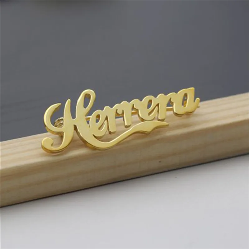 

New Custom Brooch Pin Personalized Logo Gold Silver Any Letters Name Brooches for Women Men Girls Wedding and Party Jewelry Gift