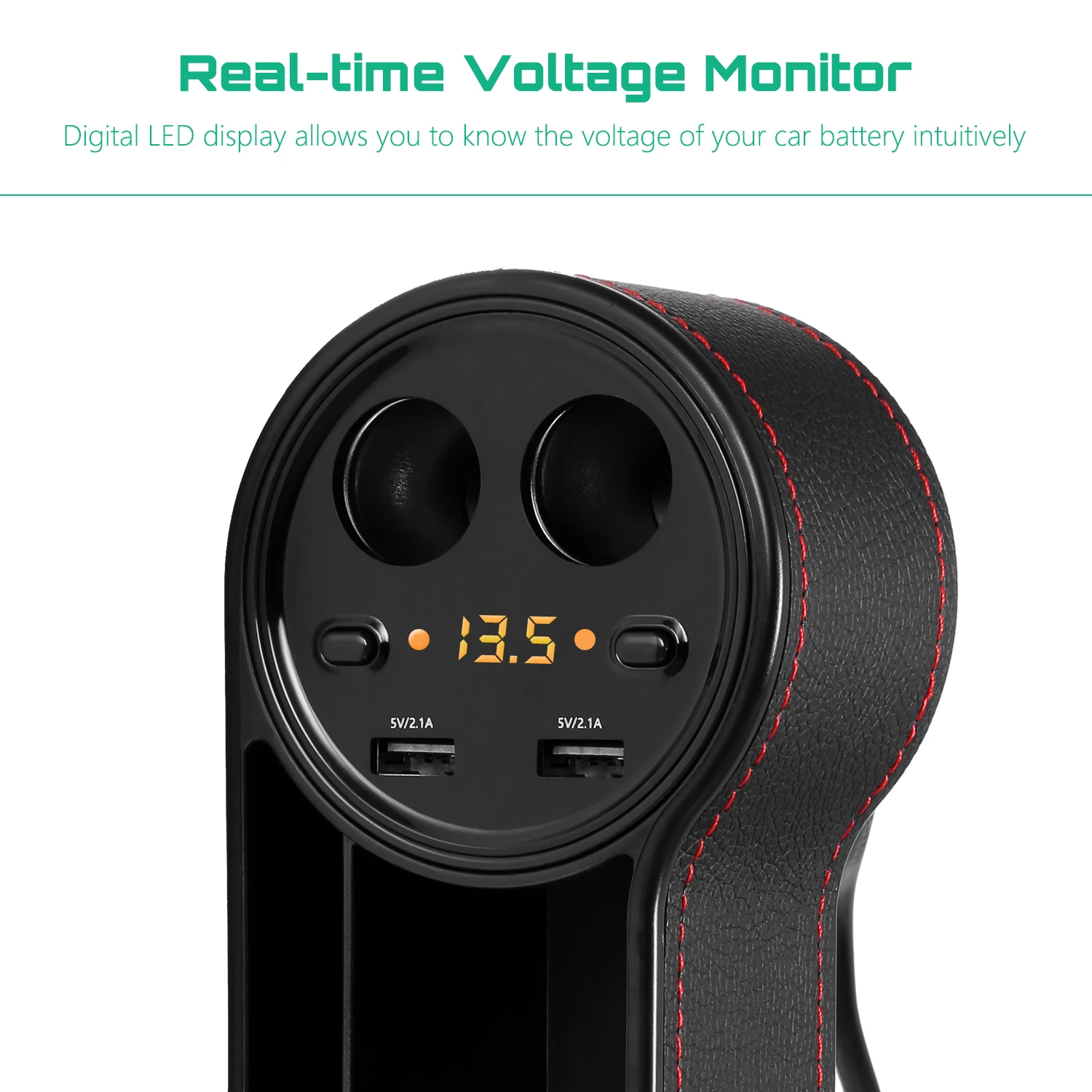 Ceny Schowek do przechowywania w samochodzie Box podwójny USB ładowanie w czasie rzeczywistym napięcie wyświetlacz LEd pojazd ciężarówka suv układanie Tidying 2 zapalniczka do cygar 12V