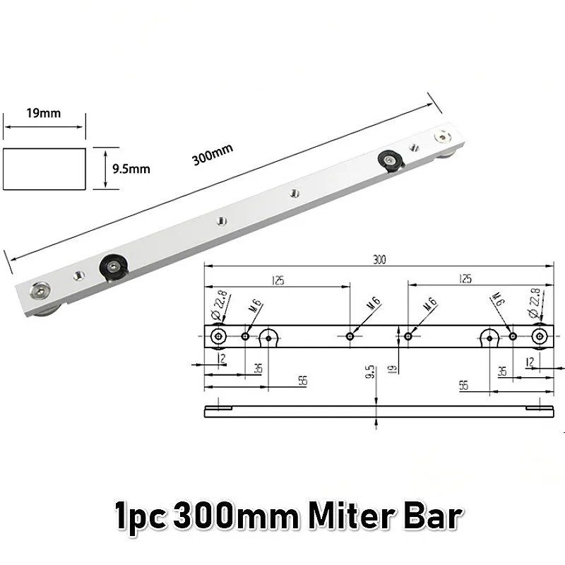 NEW Aluminium Alloy T-tracks Slot Miter Track and Miter Bar Slider Table Saw Miter Gauge Rod Woodworking Tools Workbench DIY - Цвет: 1Pc 300mm Miter Bar