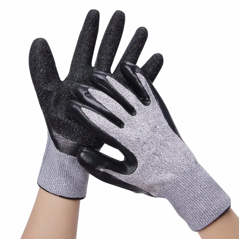 

5-level Anti-cutting Plastic Protective Gloves HPPE Wear-resistant Labor Insurance Gloves Black Natural Latex