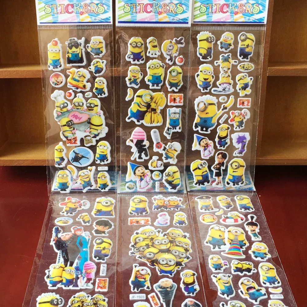 

10pcs Despicable me 3D Bubble stickers Teacher Lovely Reward Sticker Minions Theme Party Favors For Kids Birthday Decoration