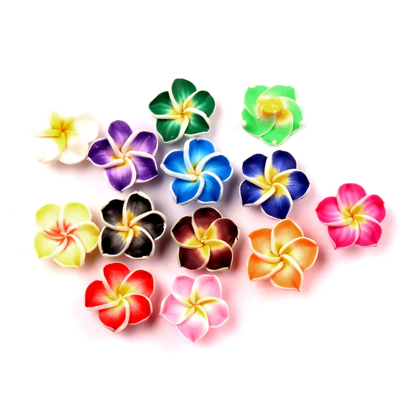 

30Pcs 18mm Colorful Loose 3D Polymer Clay Beads Flower/Plumeria Cabochon Rubra Design For Scrapbooking DIY Jewelry Making