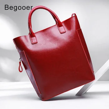 

Begooer Genuine Leather Women Handbag Totes Female Shoulder Bags Ladies Handbags Bucket Shopping Bag Big Women Bags for 2019
