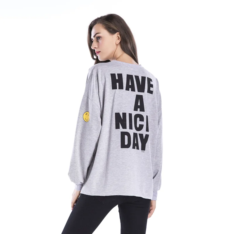 Women Sweatshirt Tracksuit Girl Letter Pattern Print Round Neck Hoodies Long Sleeve Sweatshirt Female Streetwear Large Size Tops