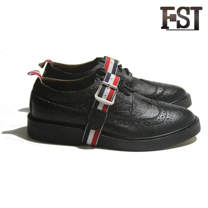 

FSJ Genuine Leather Brogue Shoes Mens Lace Up Buckle Strap Spring/Autumn Sewing Height Increasing Breathable Office Dress shoes