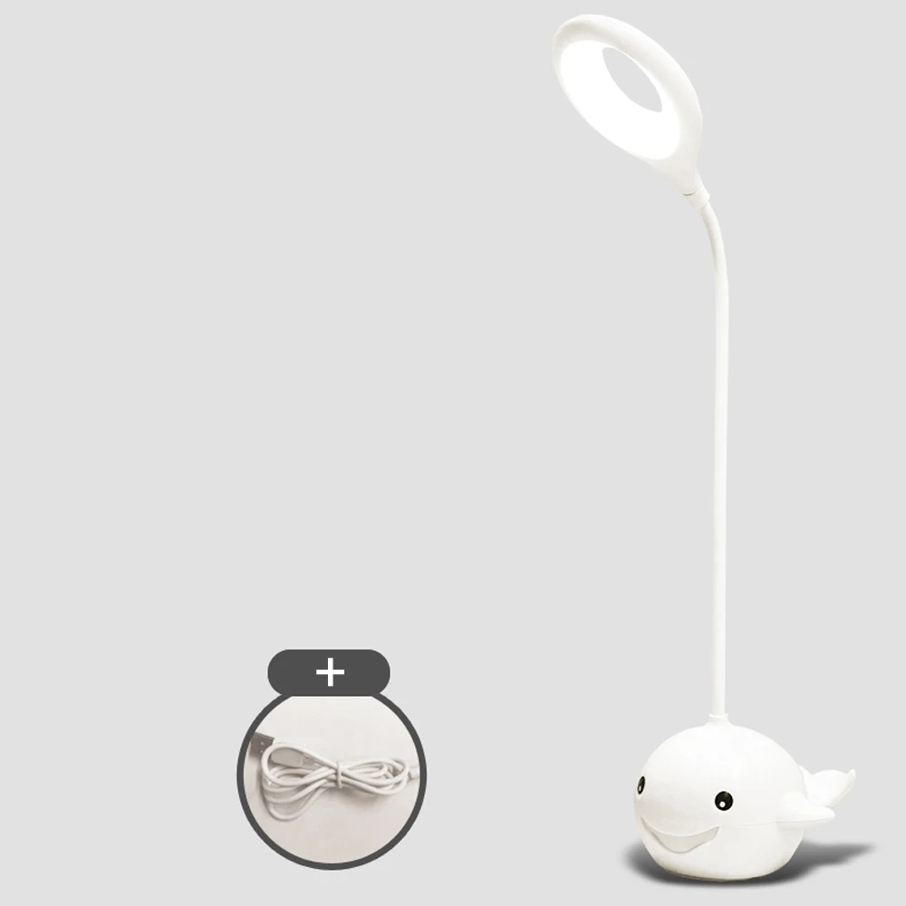 Interruptor de Toque Suporte de Mesa Base de Peixe Níveis de Escurecimento Candeeiros de Mesa de Leitura Proteção para os Olhos Levou Lâmpada Flexo Recarregável Luz 3 Usb 4 High Quality Luzes e Iluminação